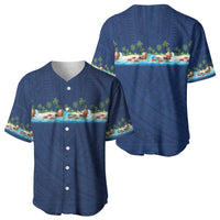 Hawaii Santa Riding Sea Turtle Baseball Jersey Mele Kalikimaka Polynesian Pattern - Polynesian Pride