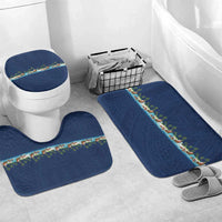 Hawaii Santa Riding Sea Turtle Bathroom Set Mele Kalikimaka Polynesian Pattern LT01 Mat Set Only (3 pcs) One Size Blue - Polynesian Pride
