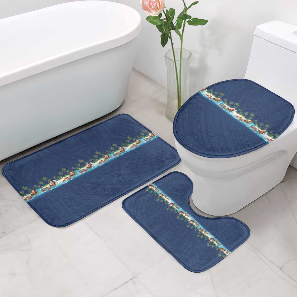 Hawaii Santa Riding Sea Turtle Bathroom Set Mele Kalikimaka Polynesian Pattern LT01 - Polynesian Pride