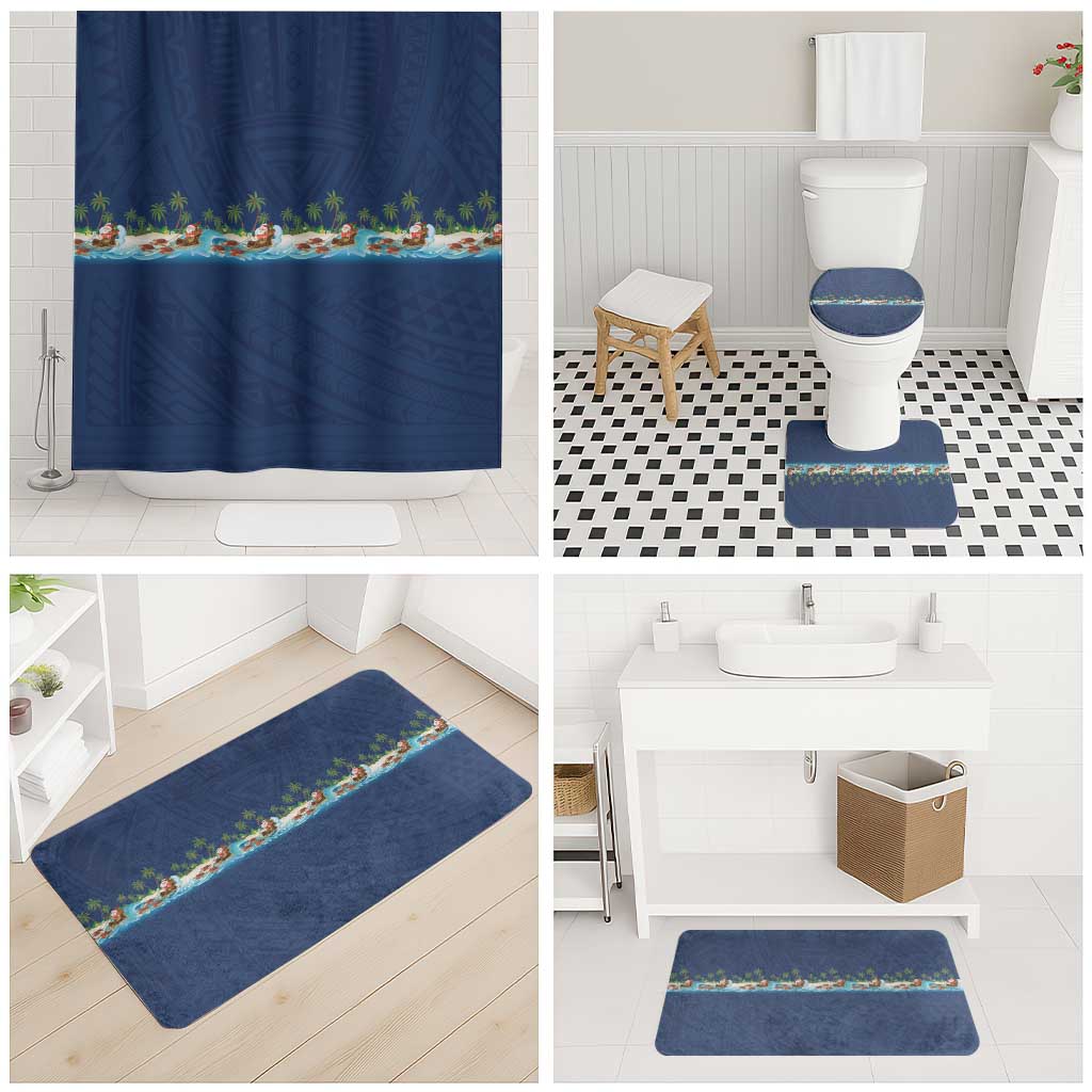 Hawaii Santa Riding Sea Turtle Bathroom Set Mele Kalikimaka Polynesian Pattern LT01 - Polynesian Pride