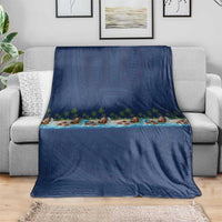 Hawaii Santa Riding Sea Turtle Blanket Mele Kalikimaka Polynesian Pattern LT01 - Polynesian Pride