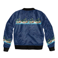 Hawaii Santa Riding Sea Turtle Bomber Jacket Mele Kalikimaka Polynesian Pattern LT01 - Polynesian Pride