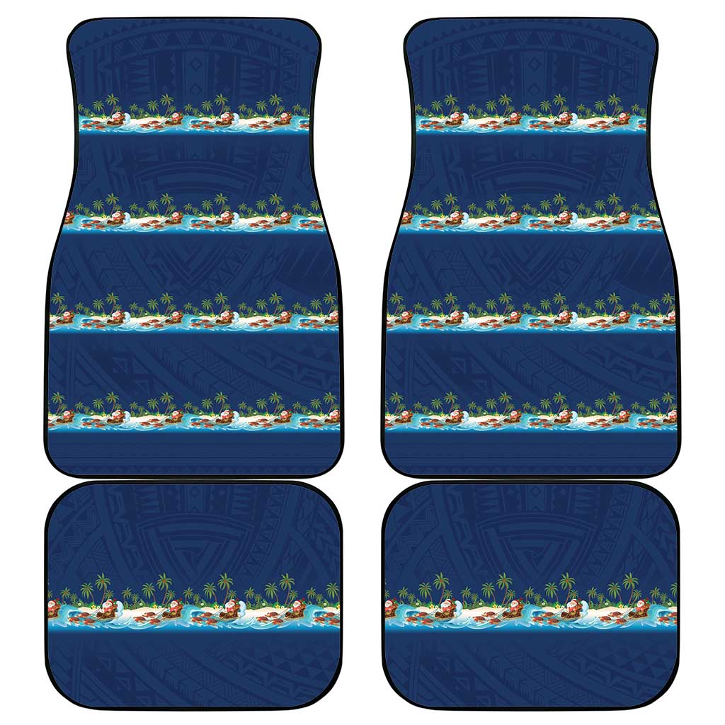 Hawaii Santa Riding Sea Turtle Car Mats Mele Kalikimaka Polynesian Pattern LT01 - Polynesian Pride