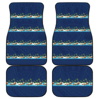 Hawaii Santa Riding Sea Turtle Car Mats Mele Kalikimaka Polynesian Pattern LT01 - Polynesian Pride