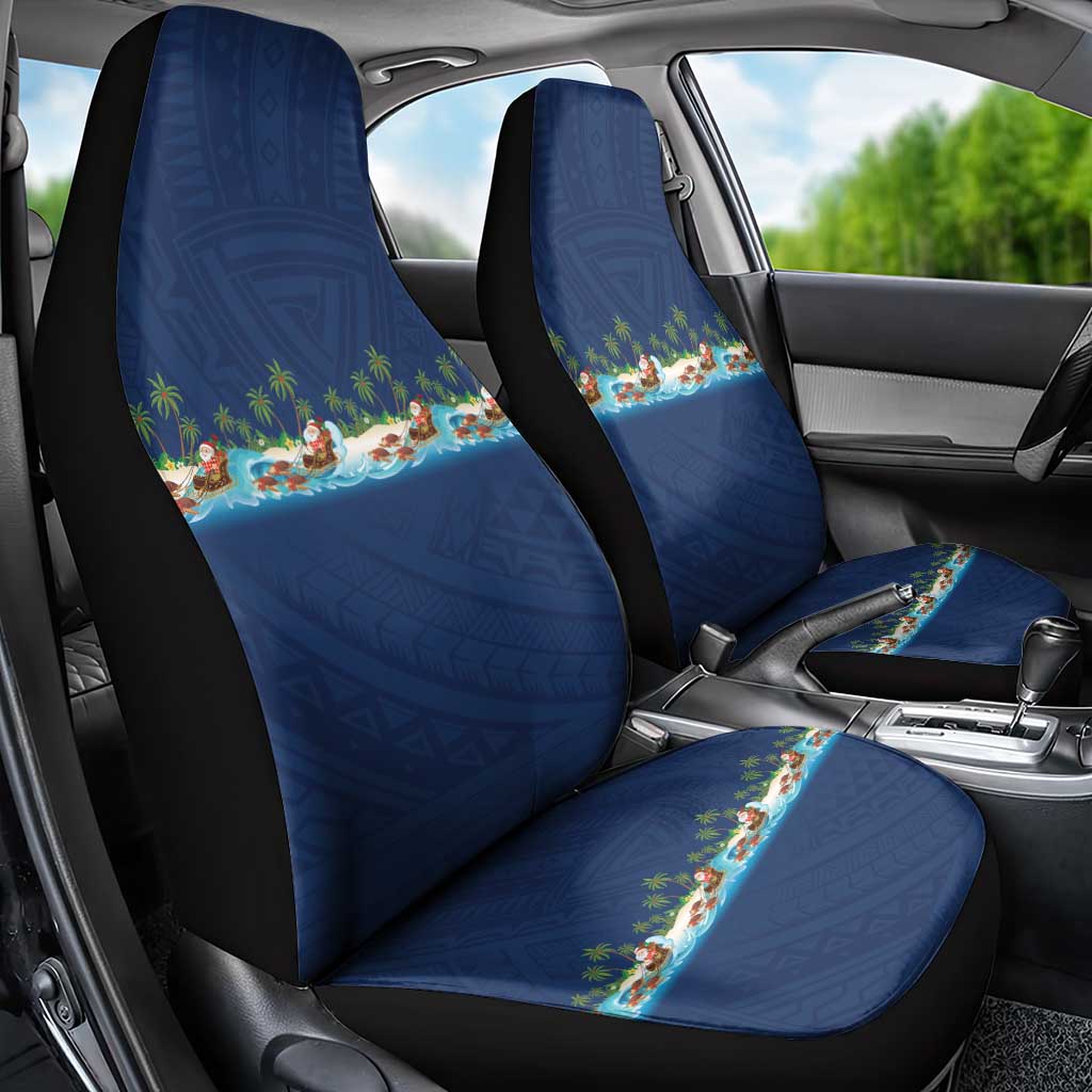 Hawaii Santa Riding Sea Turtle Car Seat Cover Mele Kalikimaka Polynesian Pattern LT01 - Polynesian Pride