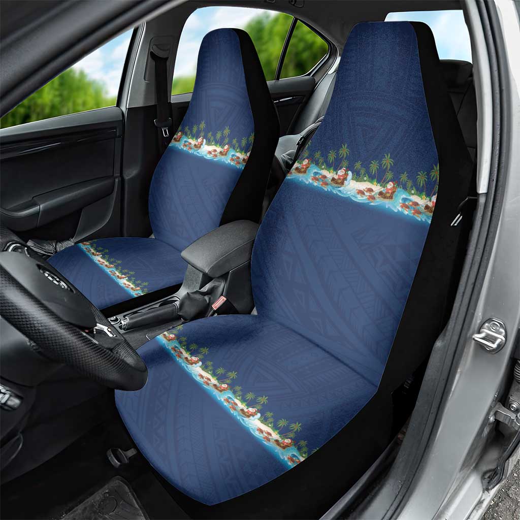 Hawaii Santa Riding Sea Turtle Car Seat Cover Mele Kalikimaka Polynesian Pattern LT01 - Polynesian Pride