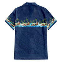 Hawaii Santa Riding Sea Turtle Family Matching Mermaid Dress and Hawaiian Shirt Mele Kalikimaka Polynesian Pattern - Polynesian Pride