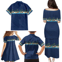 Hawaii Santa Riding Sea Turtle Family Matching Puletasi and Hawaiian Shirt Mele Kalikimaka Polynesian Pattern LT01 - Polynesian Pride