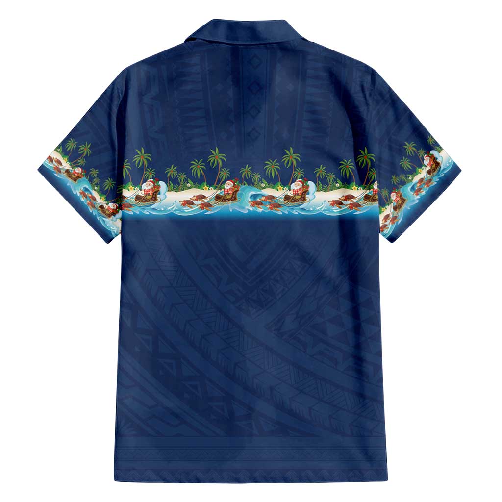 Hawaii Santa Riding Sea Turtle Family Matching Puletasi and Hawaiian Shirt Mele Kalikimaka Polynesian Pattern LT01 - Polynesian Pride