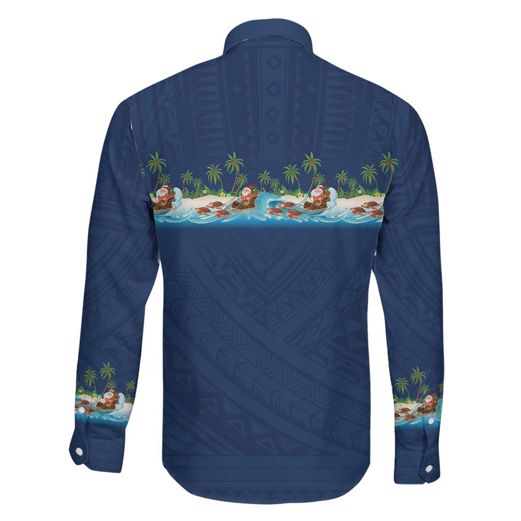Hawaii Santa Riding Sea Turtle Family Matching Puletasi and Hawaiian Shirt Mele Kalikimaka Polynesian Pattern LT01 - Polynesian Pride
