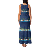 Hawaii Santa Riding Sea Turtle Family Matching Tank Maxi Dress and Hawaiian Shirt Mele Kalikimaka Polynesian Pattern - Polynesian Pride