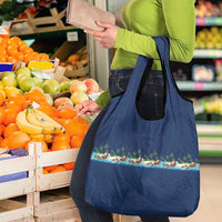 Hawaii Santa Riding Sea Turtle Grocery Bag Mele Kalikimaka Polynesian Pattern LT01 - Polynesian Pride