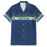 Hawaii Santa Riding Sea Turtle Hawaiian Shirt Mele Kalikimaka Polynesian Pattern - Polynesian Pride