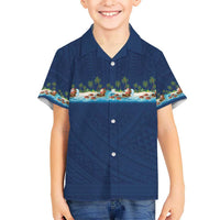 Hawaii Santa Riding Sea Turtle Hawaiian Shirt Mele Kalikimaka Polynesian Pattern - Polynesian Pride