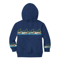 Hawaii Santa Riding Sea Turtle Kid Hoodie Mele Kalikimaka Polynesian Pattern LT01 - Polynesian Pride