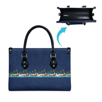 Hawaii Santa Riding Sea Turtle Leather Bag Mele Kalikimaka Polynesian Pattern LT01 - Polynesian Pride