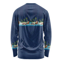 Hawaii Santa Riding Sea Turtle Long Sleeve Shirt Mele Kalikimaka Polynesian Pattern LT01 - Polynesian Pride