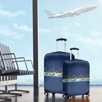 Hawaii Santa Riding Sea Turtle Luggage Cover Mele Kalikimaka Polynesian Pattern LT01 - Polynesian Pride
