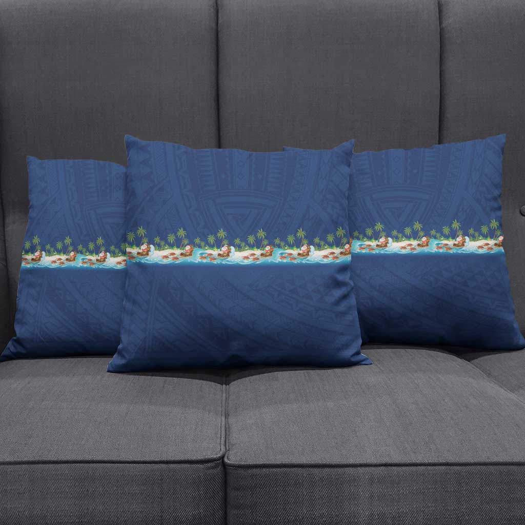 Hawaii Santa Riding Sea Turtle Pillow Cover Mele Kalikimaka Polynesian Pattern LT01 - Polynesian Pride