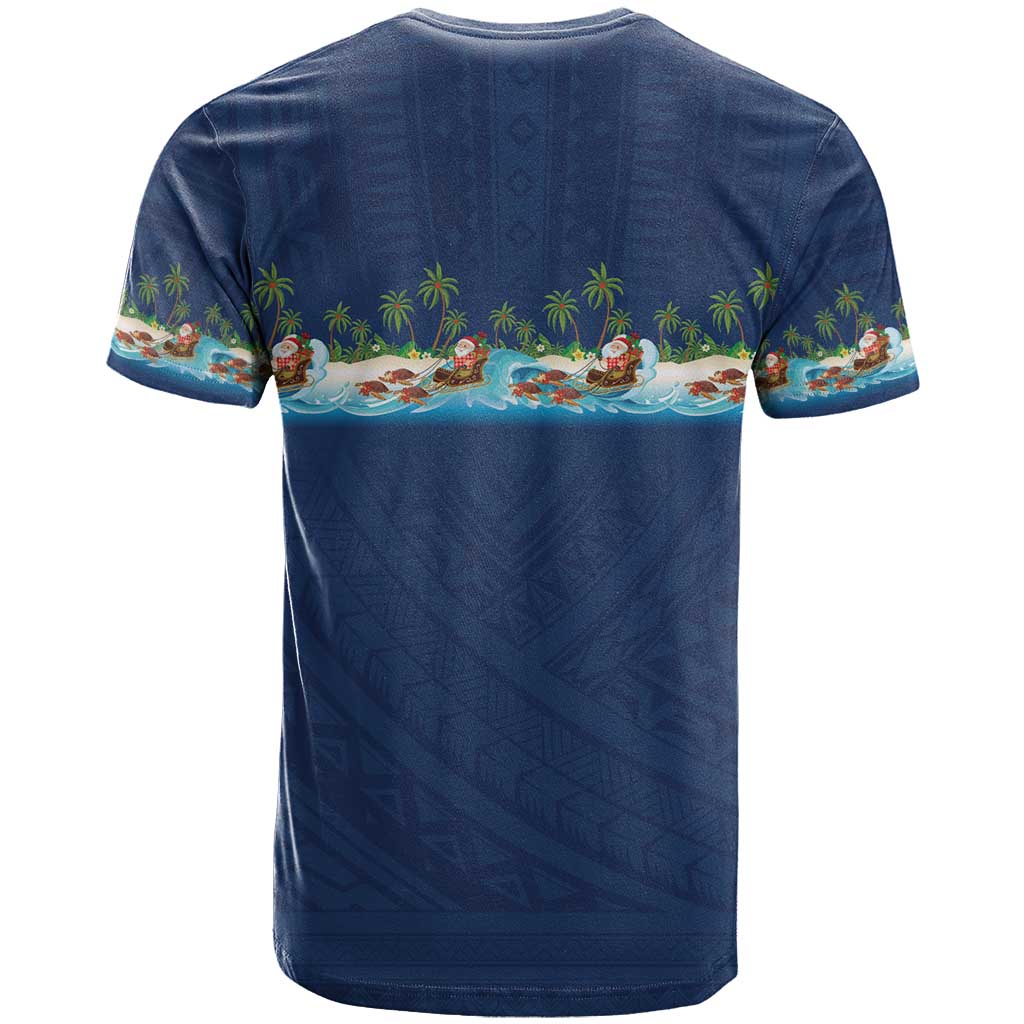 Hawaii Santa Riding Sea Turtle T Shirt Mele Kalikimaka Polynesian Pattern LT01 - Polynesian Pride
