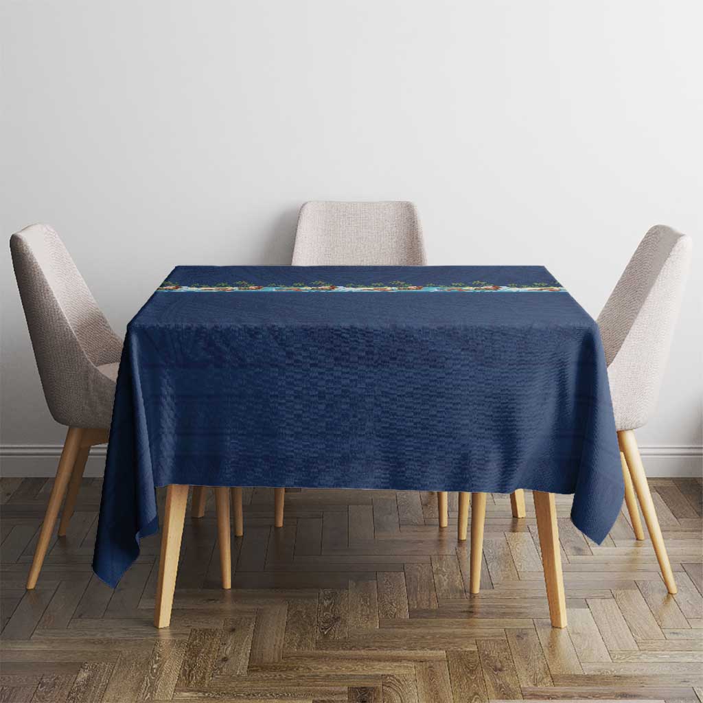 Hawaii Santa Riding Sea Turtle Tablecloth Mele Kalikimaka Polynesian Pattern LT01 - Polynesian Pride
