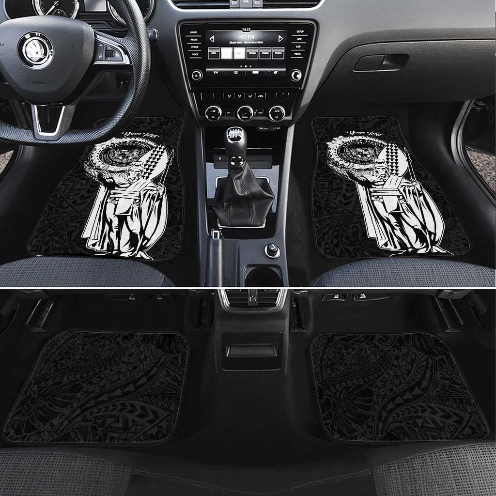Personalized Hawaii King Kamehameha Car Mats Flag Polynesian Pattern LT01 Set 4pcs Black - Polynesian Pride