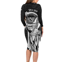 Personalized Hawaii King Kamehameha Family Matching Long Sleeve Bodycon Dress and Hawaiian Shirt Flag Polynesian Pattern LT01 - Polynesian Pride