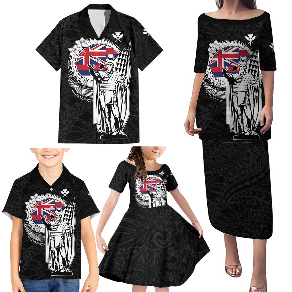 Personalized Hawaii King Kamehameha Family Matching Puletasi and Hawaiian Shirt Flag Polynesian Pattern