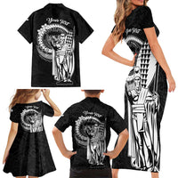 Personalized Hawaii King Kamehameha Family Matching Short Sleeve Bodycon Dress and Hawaiian Shirt Flag Polynesian Pattern LT01 - Polynesian Pride