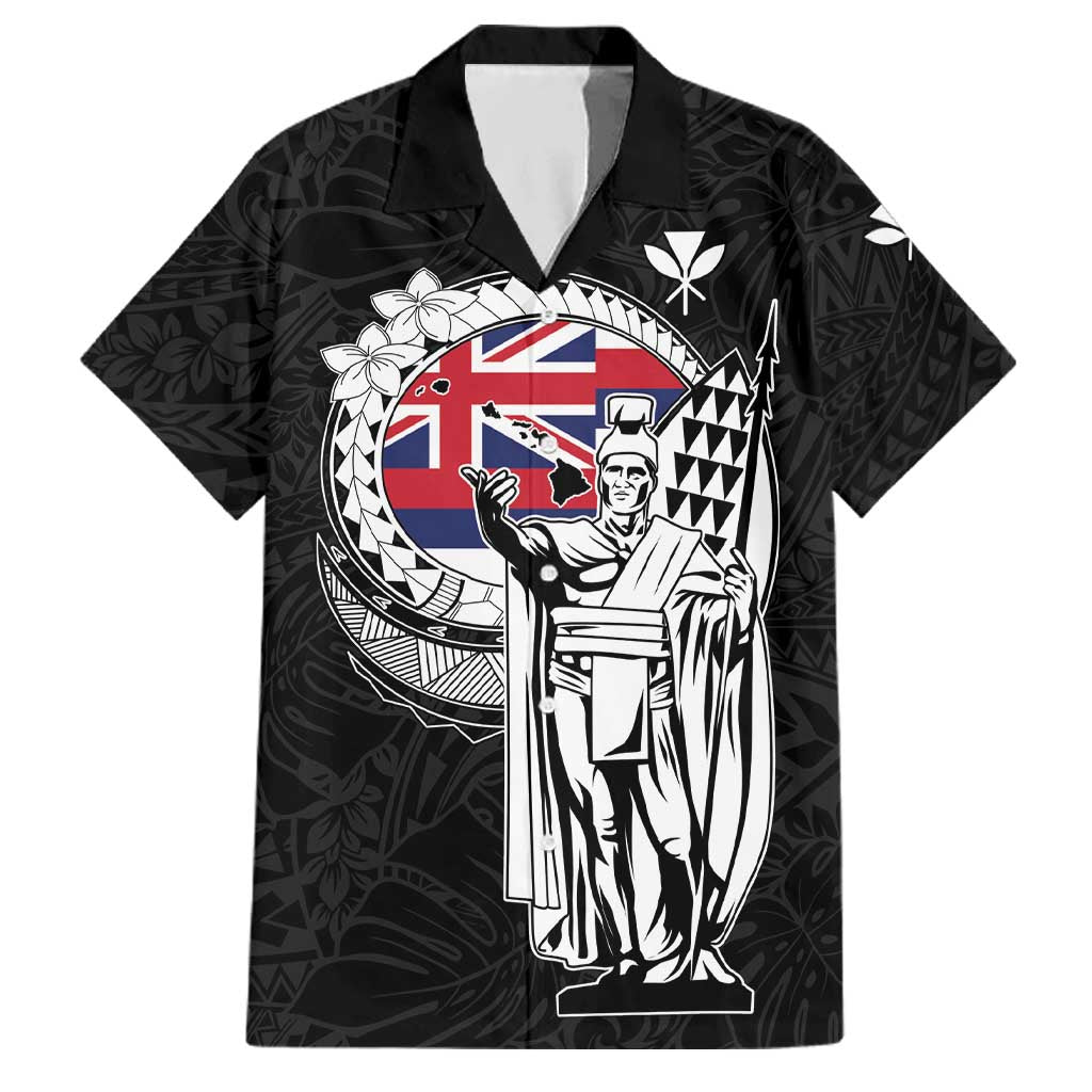 Personalized Hawaii King Kamehameha Family Matching Short Sleeve Bodycon Dress and Hawaiian Shirt Flag Polynesian Pattern LT01 Dad's Shirt - Short Sleeve Black - Polynesian Pride