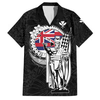 Personalized Hawaii King Kamehameha Family Matching Short Sleeve Bodycon Dress and Hawaiian Shirt Flag Polynesian Pattern LT01 Dad's Shirt - Short Sleeve Black - Polynesian Pride