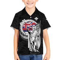 Personalized Hawaii King Kamehameha Family Matching Short Sleeve Bodycon Dress and Hawaiian Shirt Flag Polynesian Pattern LT01 Son's Shirt Black - Polynesian Pride
