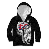 Personalized Hawaii King Kamehameha Kid Hoodie Flag Polynesian Pattern LT01 Zip Hoodie Black - Polynesian Pride