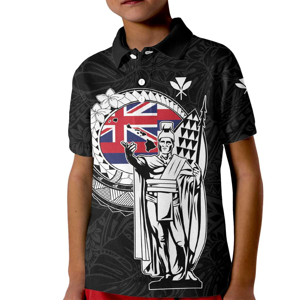 Personalized Hawaii King Kamehameha Kid Polo Shirt Flag Polynesian Pattern LT01 Kid Black - Polynesian Pride