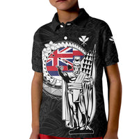 Personalized Hawaii King Kamehameha Kid Polo Shirt Flag Polynesian Pattern LT01 Kid Black - Polynesian Pride