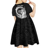 Personalized Hawaii King Kamehameha Kid Short Sleeve Dress Flag Polynesian Pattern LT01 - Polynesian Pride