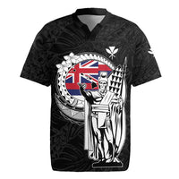 Personalized Hawaii King Kamehameha Rugby Jersey Flag Polynesian Pattern LT01 Black - Polynesian Pride