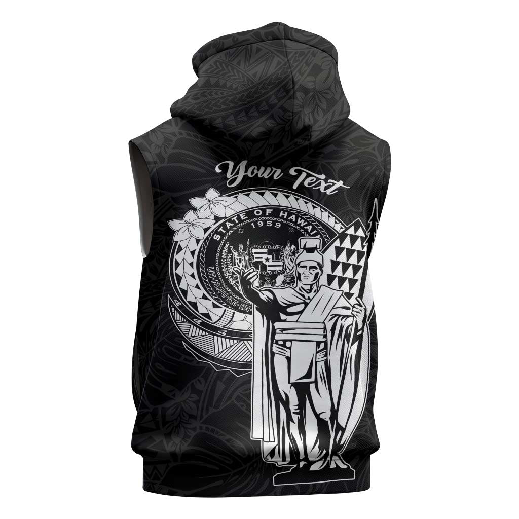 Personalized Hawaii King Kamehameha Sleeveless Hoodie Flag Polynesian Pattern