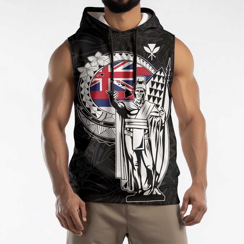 Personalized Hawaii King Kamehameha Sleeveless Hoodie Flag Polynesian Pattern