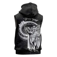 Personalized Hawaii King Kamehameha Sleeveless Zip Hoodie Flag Polynesian Pattern LT01 - Polynesian Pride
