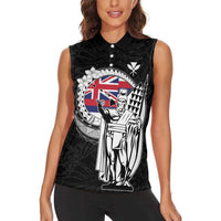 Personalized Hawaii King Kamehameha Women Sleeveless Polo Shirt Flag Polynesian Pattern LT01 - Polynesian Pride