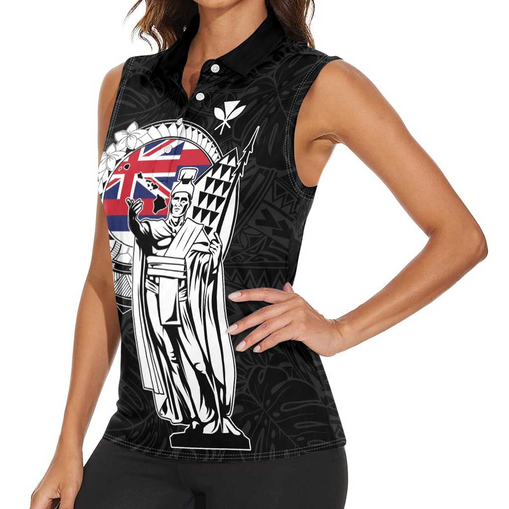 Personalized Hawaii King Kamehameha Women Sleeveless Polo Shirt Flag Polynesian Pattern LT01 - Polynesian Pride