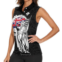 Personalized Hawaii King Kamehameha Women Sleeveless Polo Shirt Flag Polynesian Pattern LT01 - Polynesian Pride