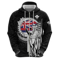 Personalized Hawaii King Kamehameha Zip Hoodie Flag Polynesian Pattern