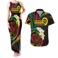 Vanuatu Independence Day Couples Matching Tank Maxi Dress and Hawaiian Shirt Yumi 46th Hapi Indipendens Dei LT01 Black - Polynesian Pride