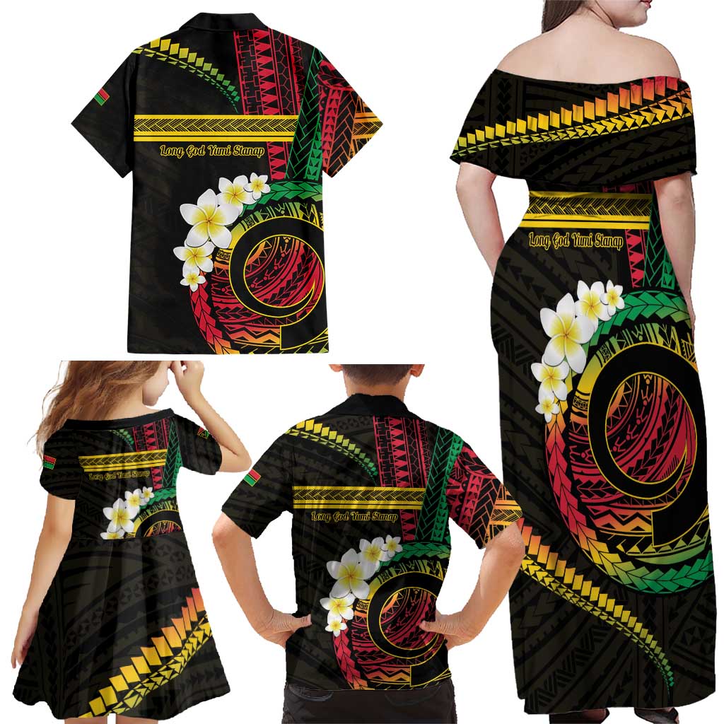 Vanuatu Independence Day Family Matching Off Shoulder Maxi Dress and Hawaiian Shirt Yumi 45th Hapi Indipendens Dei LT01