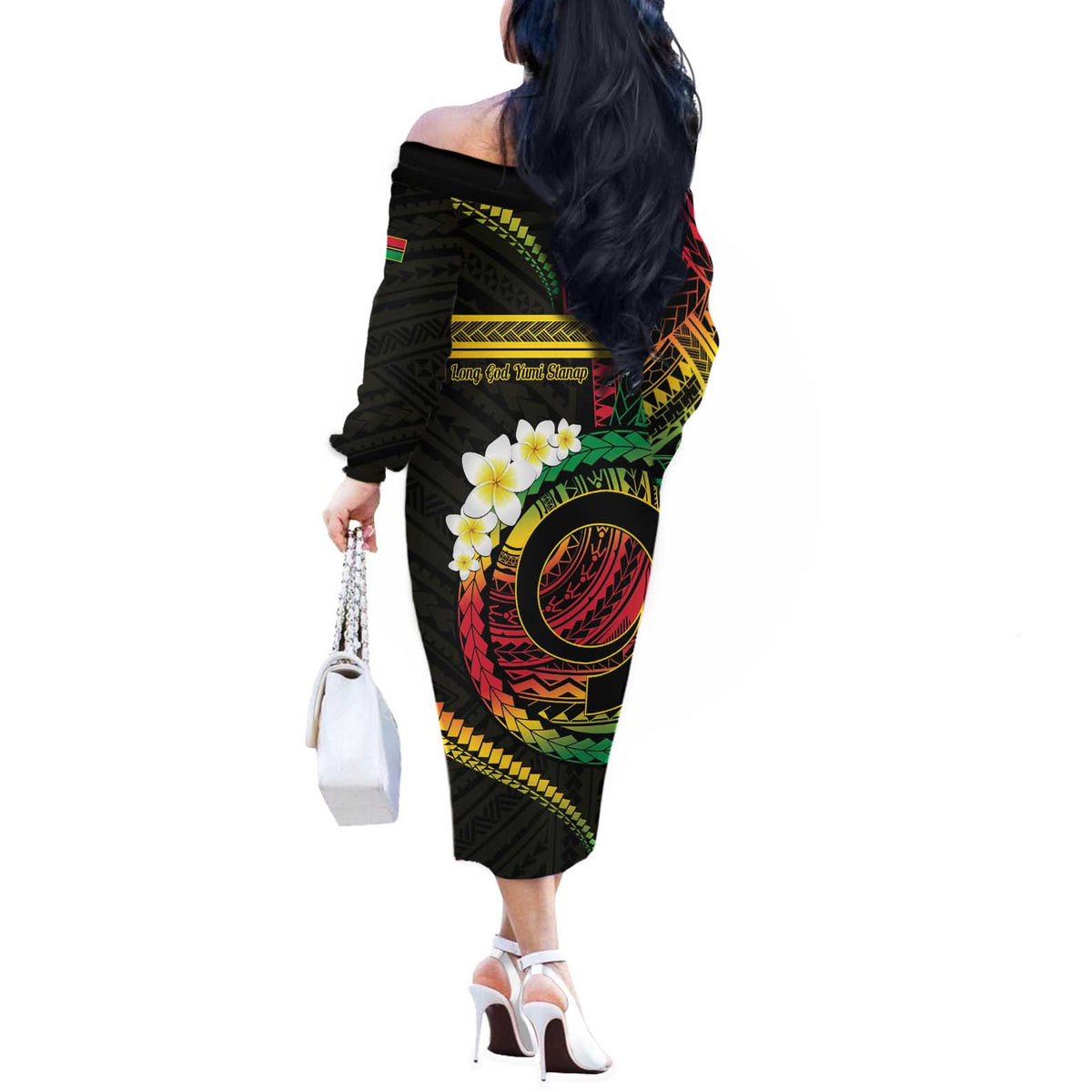 Vanuatu Independence Day Off The Shoulder Long Sleeve Dress Yumi 45th Hapi Indipendens Dei LT01
