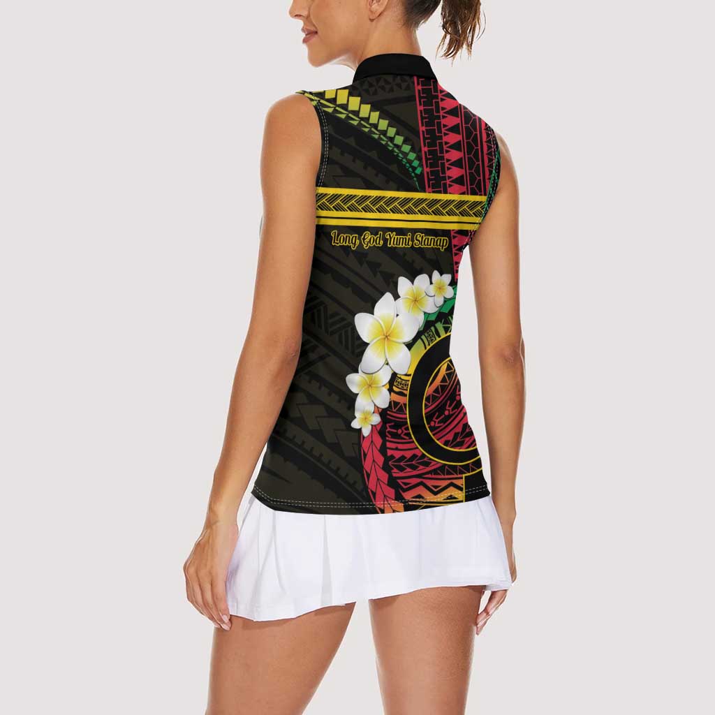 Vanuatu Independence Day Women Sleeveless Polo Shirt Yumi 45th Hapi Indipendens Dei LT01