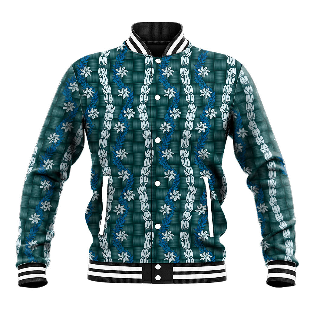 Pikake Maile Tiare Lei Baseball Jacket Polu Lauhala Pattern