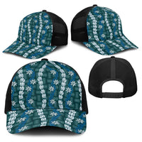 Pikake Maile Tiare Lei Baseball Net Cap Polu Lauhala Pattern